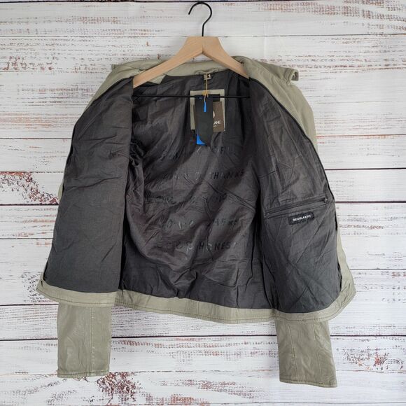 Mauritius Size 6 / S Jacket Sofia Lamb Leather Moto Jacket in Elephant Grey NWT - Picture 11 of 16